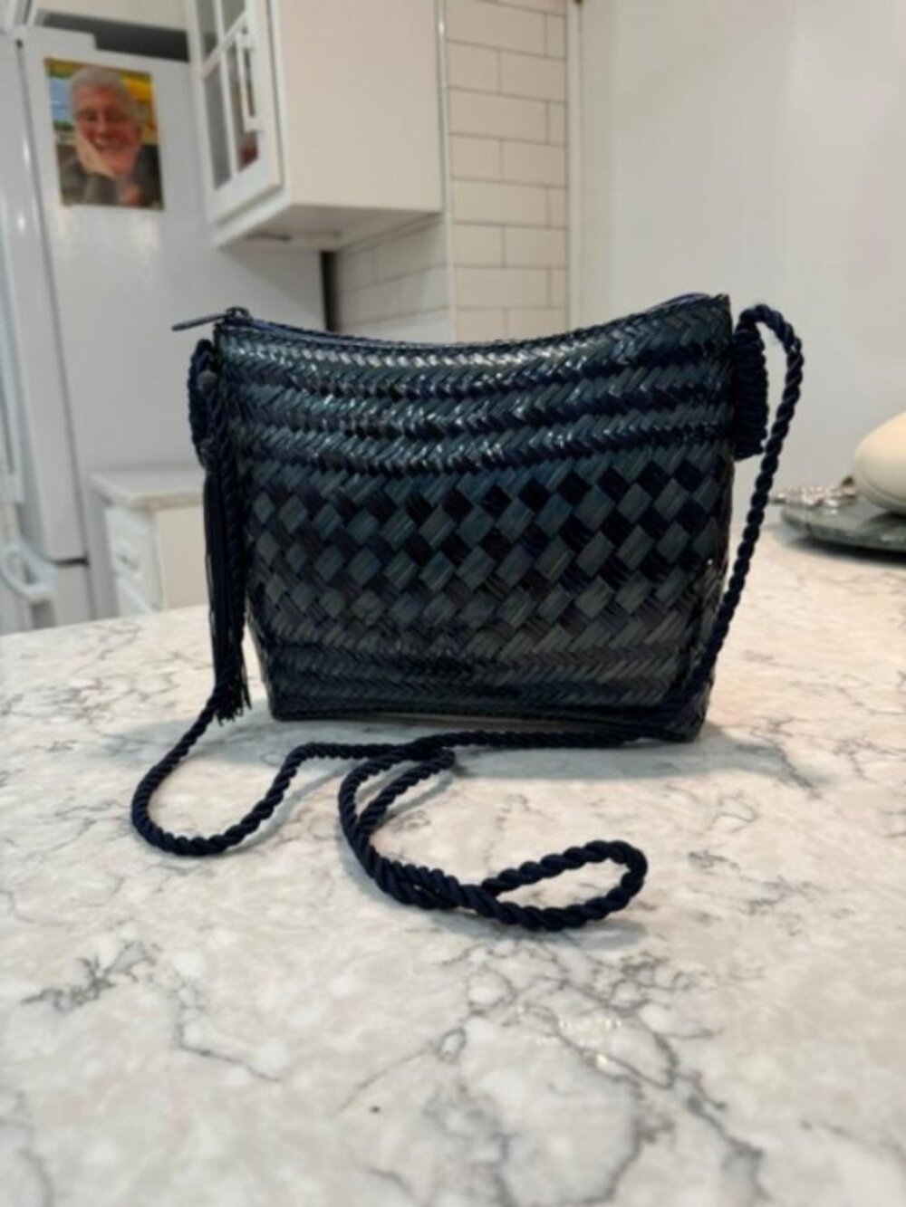 A Richard Polener Stunning Wicker Bag w/Tassel & Braided Shoulder Strap